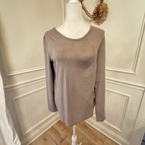 NWT Banana Republic Silver Sparkle Boat Neck Long Sleeve Top